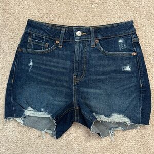 Old Navy High Rise OG Straight Dark Wash Frayed Hem Jean Shorts Size 0